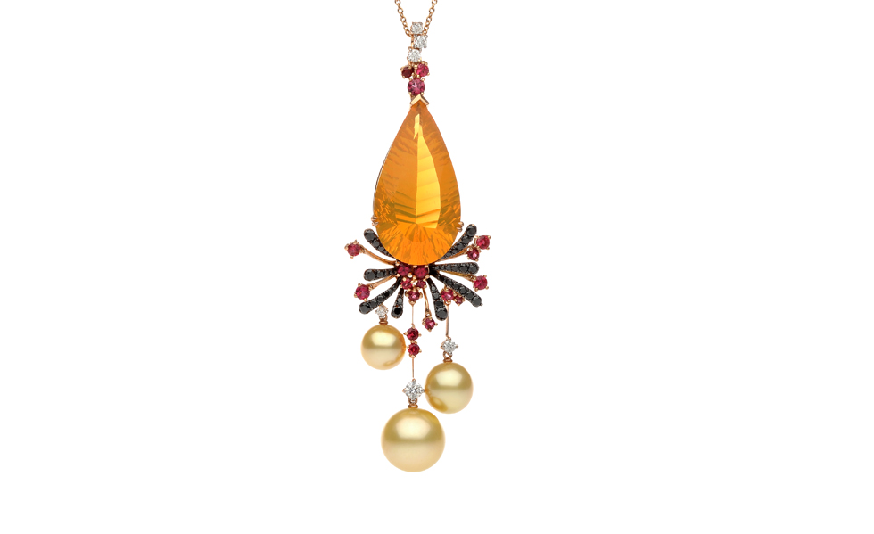 Autore-Fire-Ice-Fiery-Lava-rose-gold-South-Sea-pearl-red-spinel-fire-opal-and-black-and-white-diamond-necklace